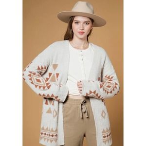 Boutique Chenille Super Soft Aztec Cardigan
